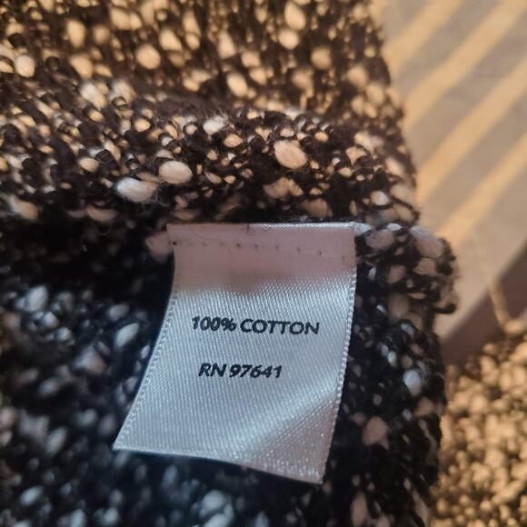 J. Jill Size MP M Petite Black Speckled Gray White One Button Cotton Cardigan - Picture 8 of 10